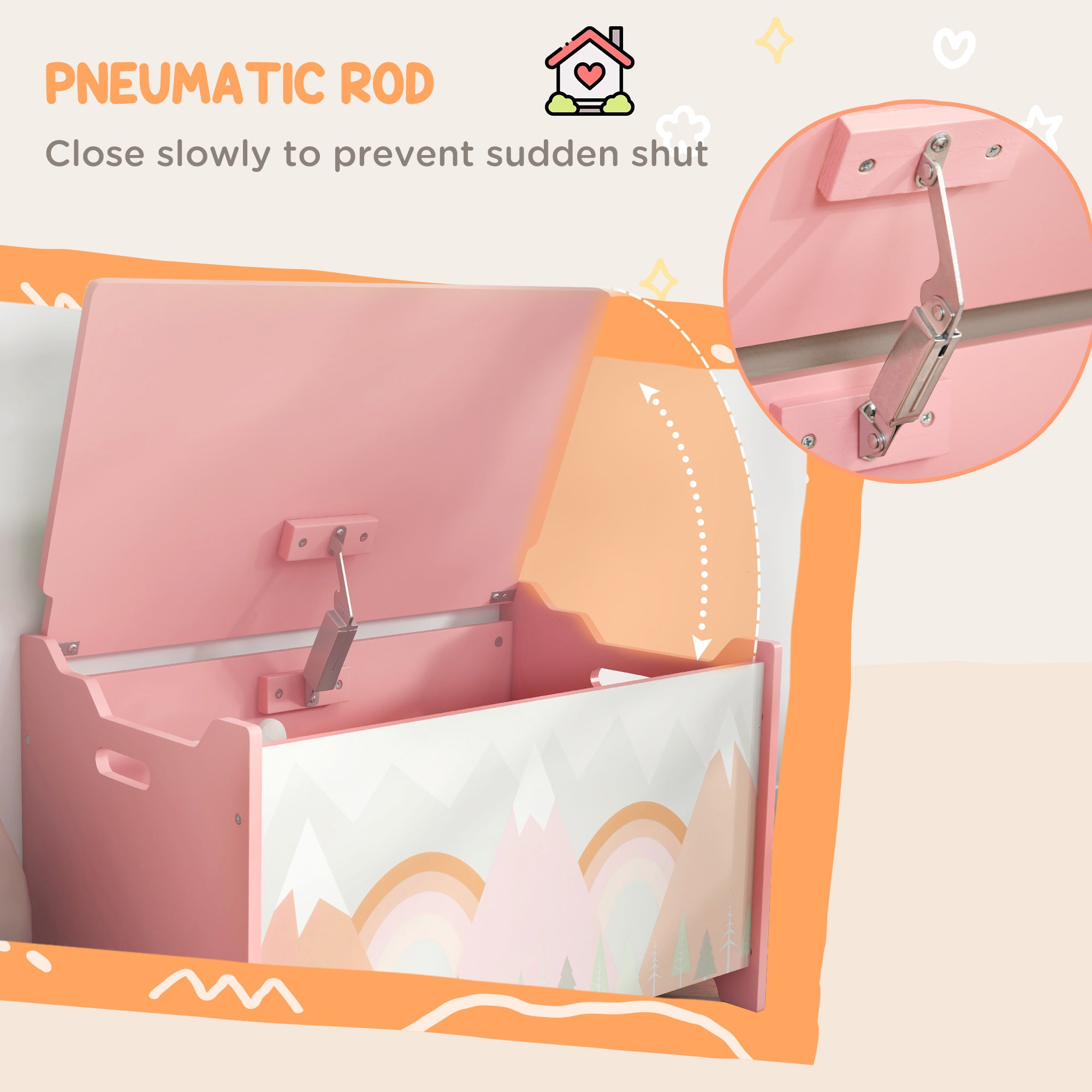 Storage Chest with Lid, Storage Box Organizer for Bedroom, Pink