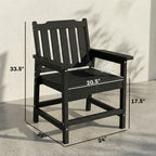 All-Weather Patio Chair, HDPE Patio Dining Chair, Heavy Duty Wood-Like Outdoor Furniture for Garden, Backyard, Deck, Porch, Lawn, Black