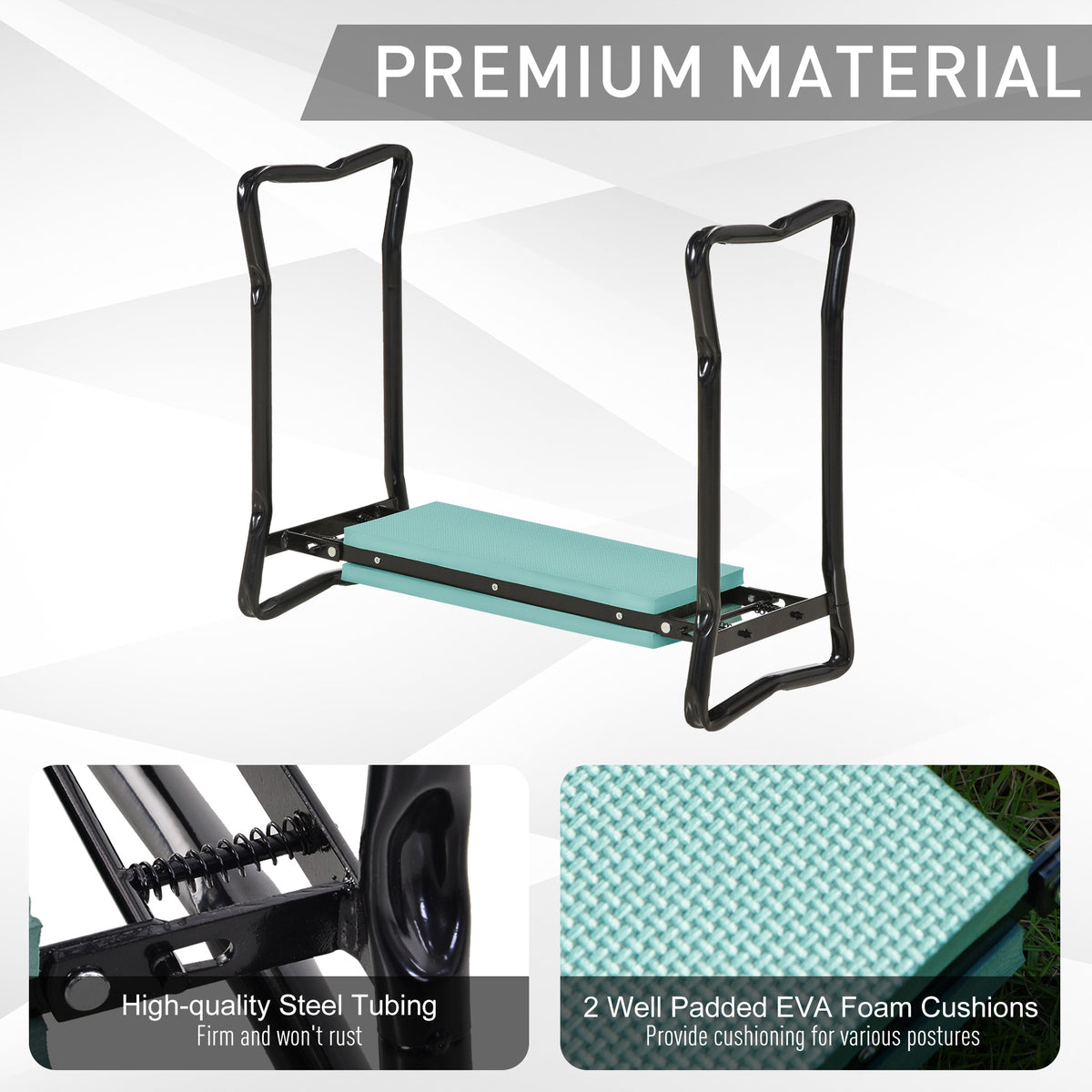 Padded Garden Kneeler and Seat Bench, Padded Foldable Garden Stool, Green