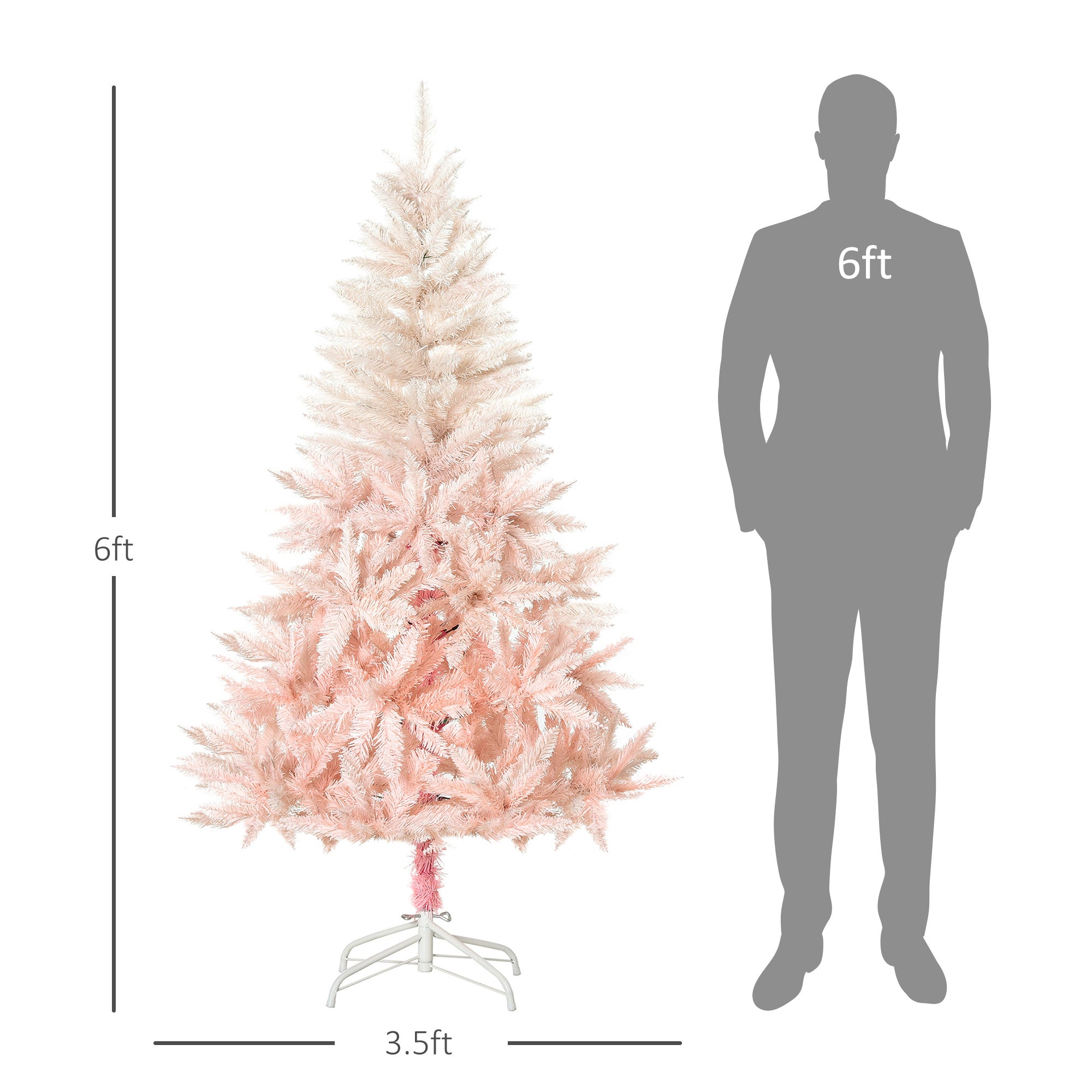 6ft Unlit Spruce Artificial Christmas Tree with Realistic Branches and 800 Tips, Pink