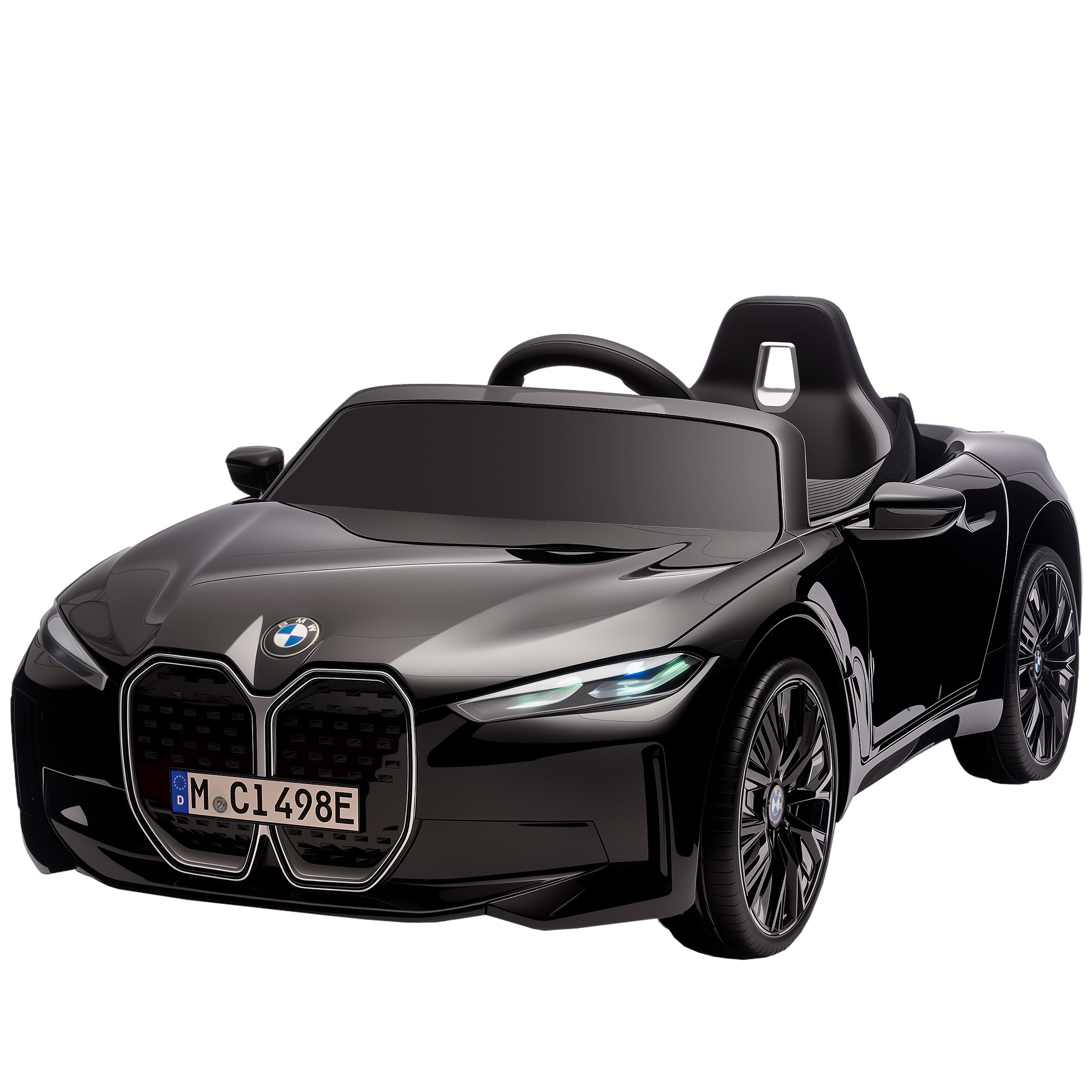 12V Electric Car for Kids with 2.4G Remote Control, Suspension, Black