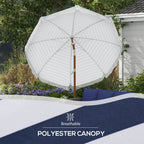 7 x 7 ft Outdoor Umbrella with Tilt, Vent, Patio Market Table Umbrella Parasol with Fringed Ruffles and Flounce, Blue