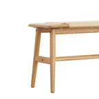 Solid Dining Bench with Handwoven Cane Seat, Breathable Wood Bench for Dining Room or Bedroom, 31.5″ L x 12″ W x 16″ H, Oak