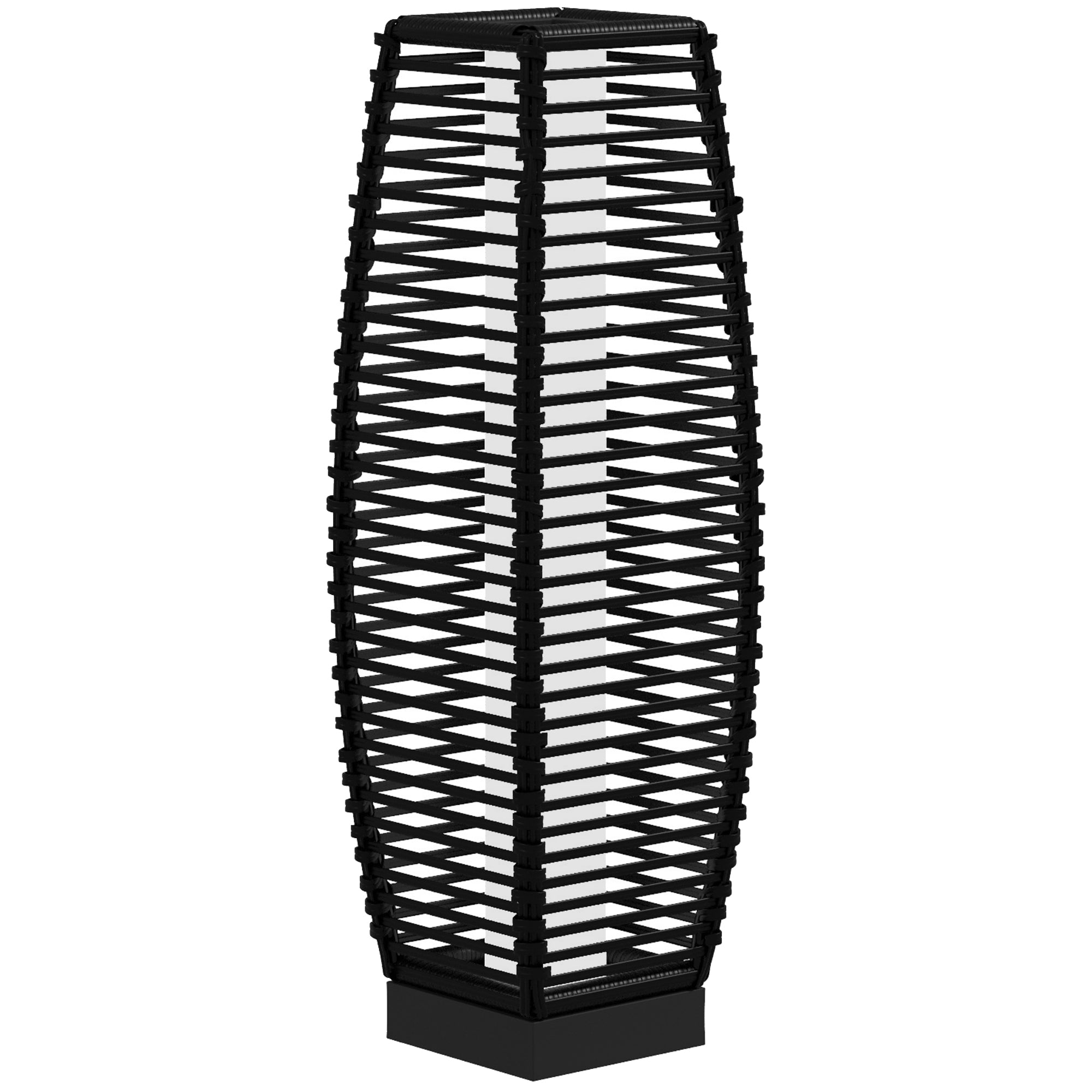 Solar Floor Lamp, Outdoor Rattan Garden Lantern Pathway Light & Decorative Driveway Lighting, Black
