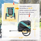 Dog Bike Trailer with 3 Entrances Large Wheels, Green