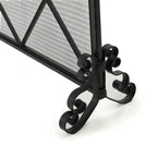 Modern Single Panel Iron Fireplace Screen with Durable Iron Frame, Rustproof Solid Free Standing Fire, 41.5" L x 8.9" W x 32.1" H, Black