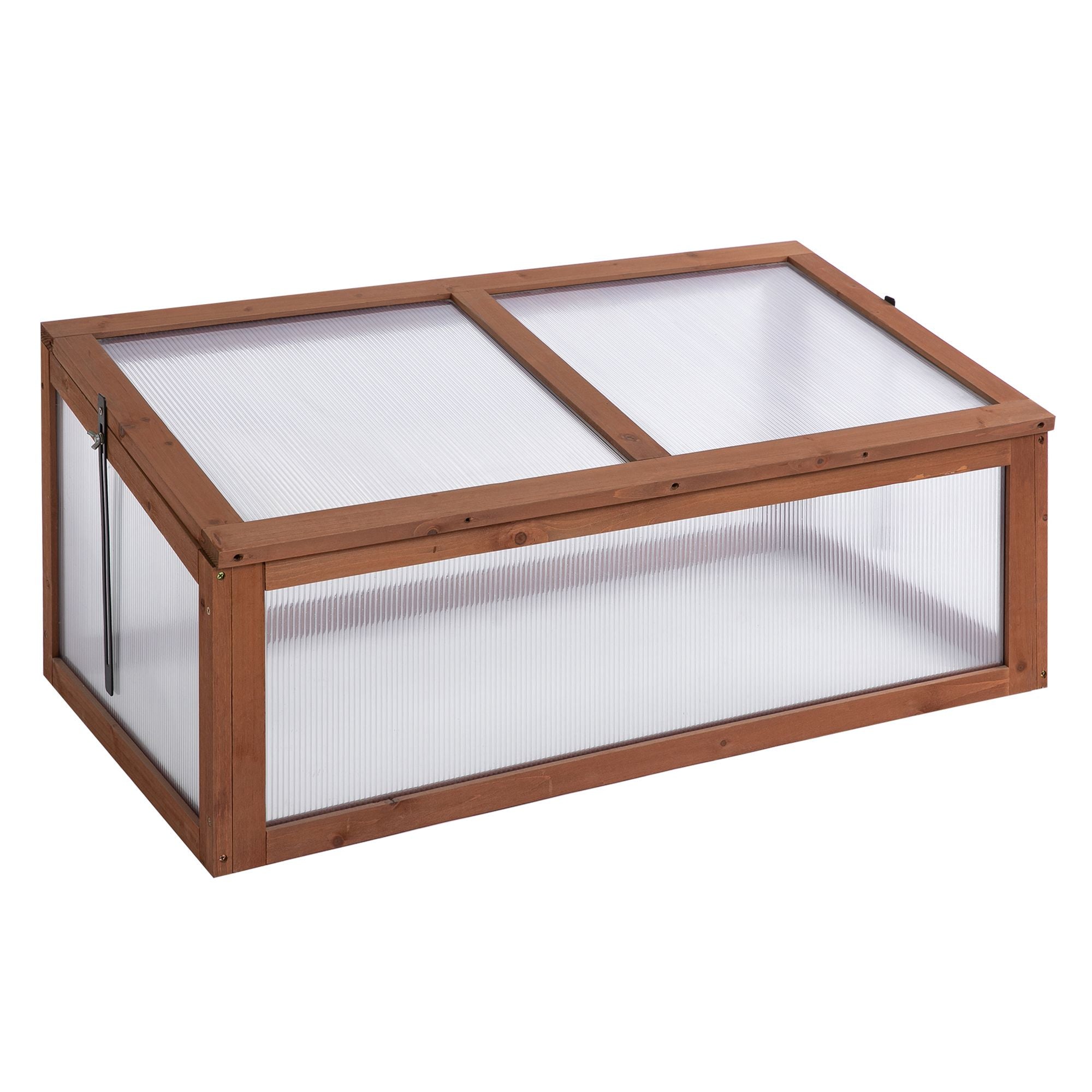 Wooden Cold Frame Greenhouse, Mini Greenhouse with Polycarbonate Board and Solid Wood Frame, Green House Cold Frame