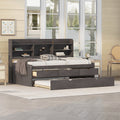 Classic Style Twin Size Wooden Captain Bed with Built-in Bookshelves, 3 Storage Drawers, and Trundle, 77.5" L x 88" W x 47" H, Antique Gray