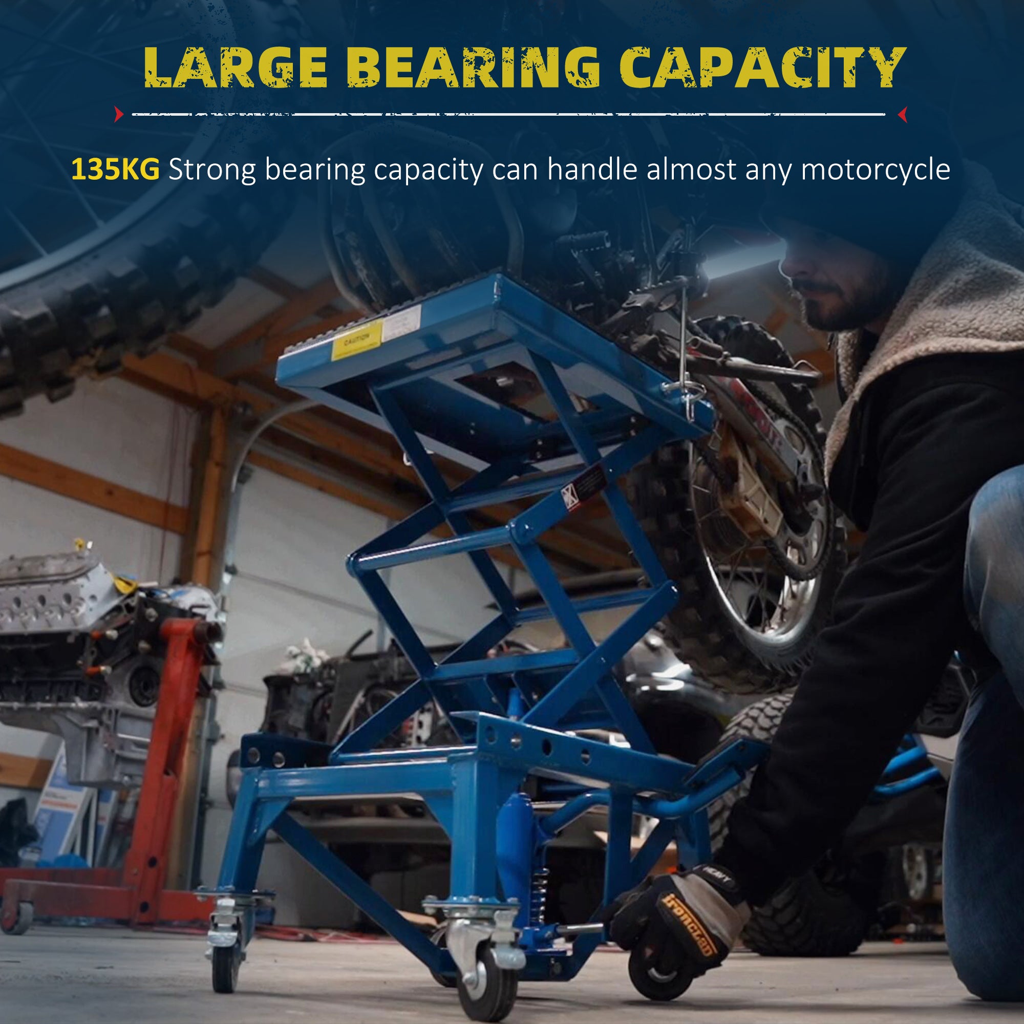 300 lbs Hydraulic Motorcycle Scissor Jack Lift Foot Step Wheels for Small Dirt Bikes