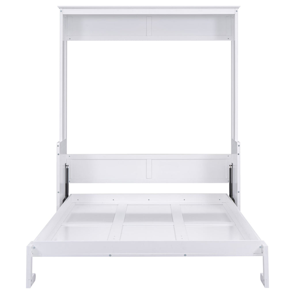 Space-Saving Design Queen Size Murphy Bed with Shelf, Solid Wood and MDF, 86" L x 69.5" W x 87" H, White