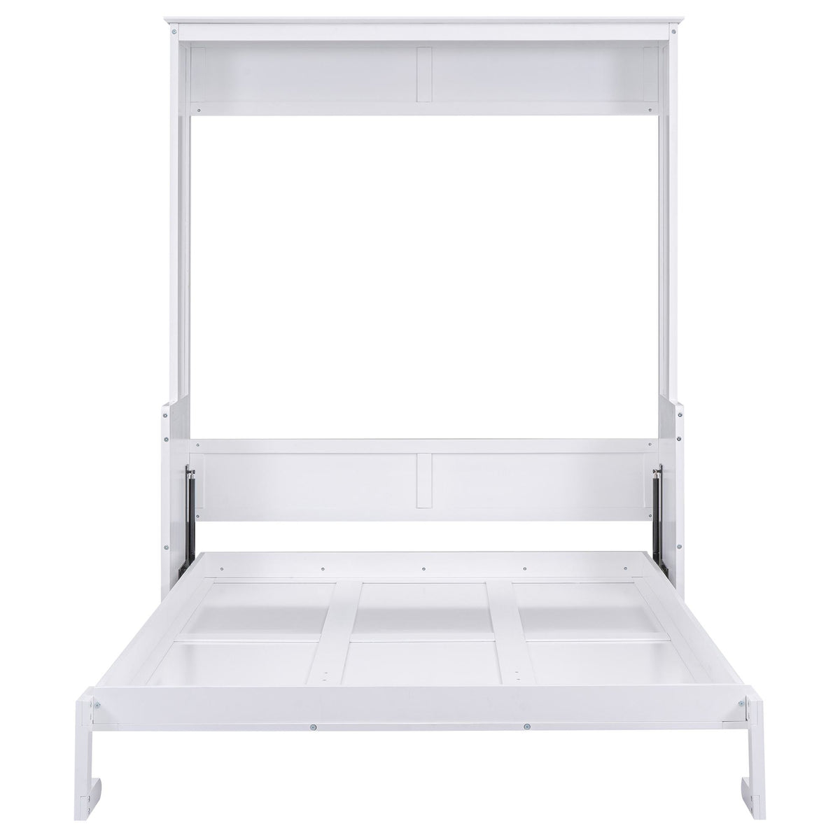 Space-Saving Design Queen Size Murphy Bed with Shelf, Solid Wood and MDF, 86" L x 69.5" W x 87" H, White