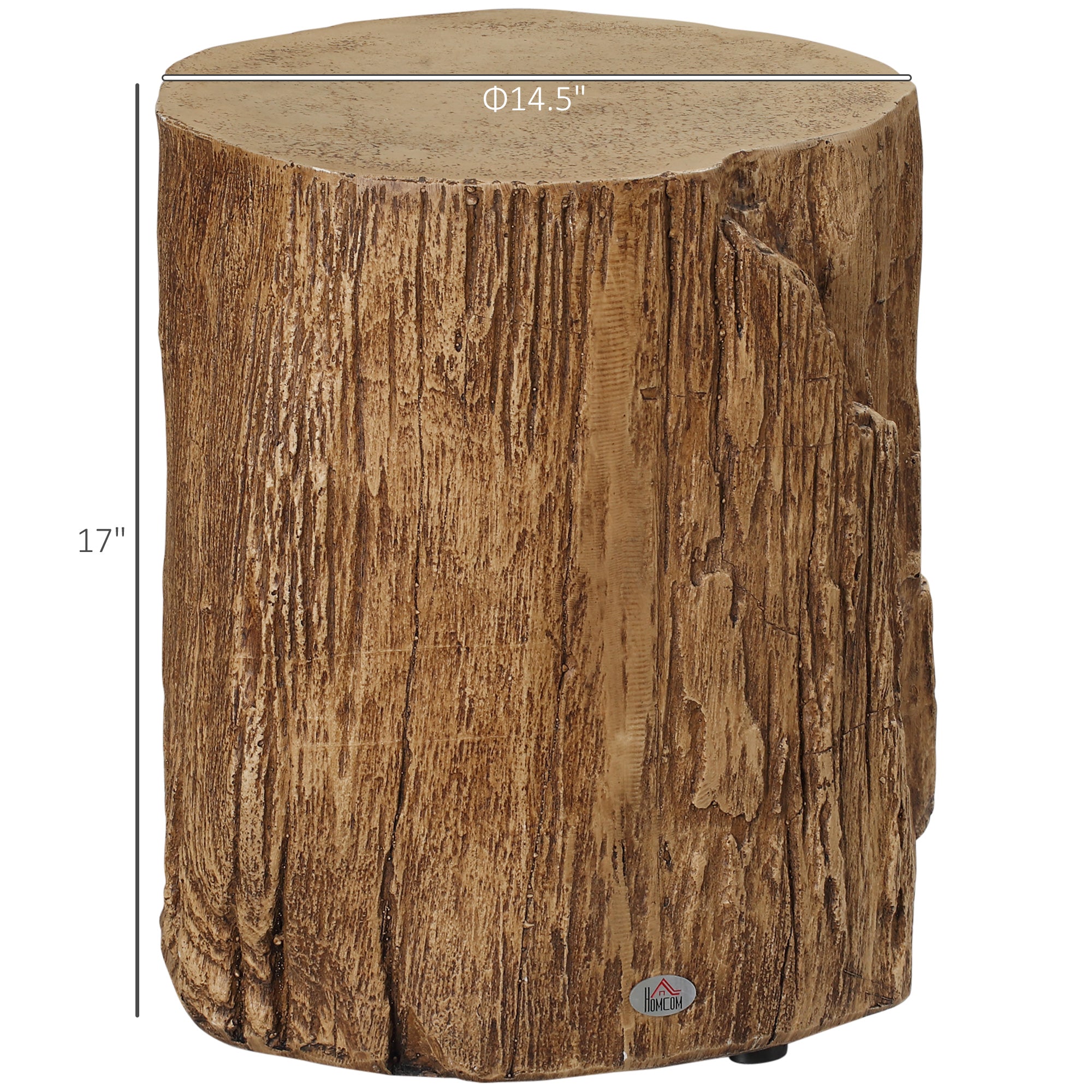 Concrete End Table, Tree Stump Shape Side Table for Indoors and Outdoors, Set of 2, Natural
