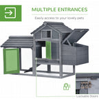 59" Small Wooden Chicken coop Hen House Poultry Cage for Outdoor Backyard with 2 Doors, Nesting Box and Removable Tray, Gray