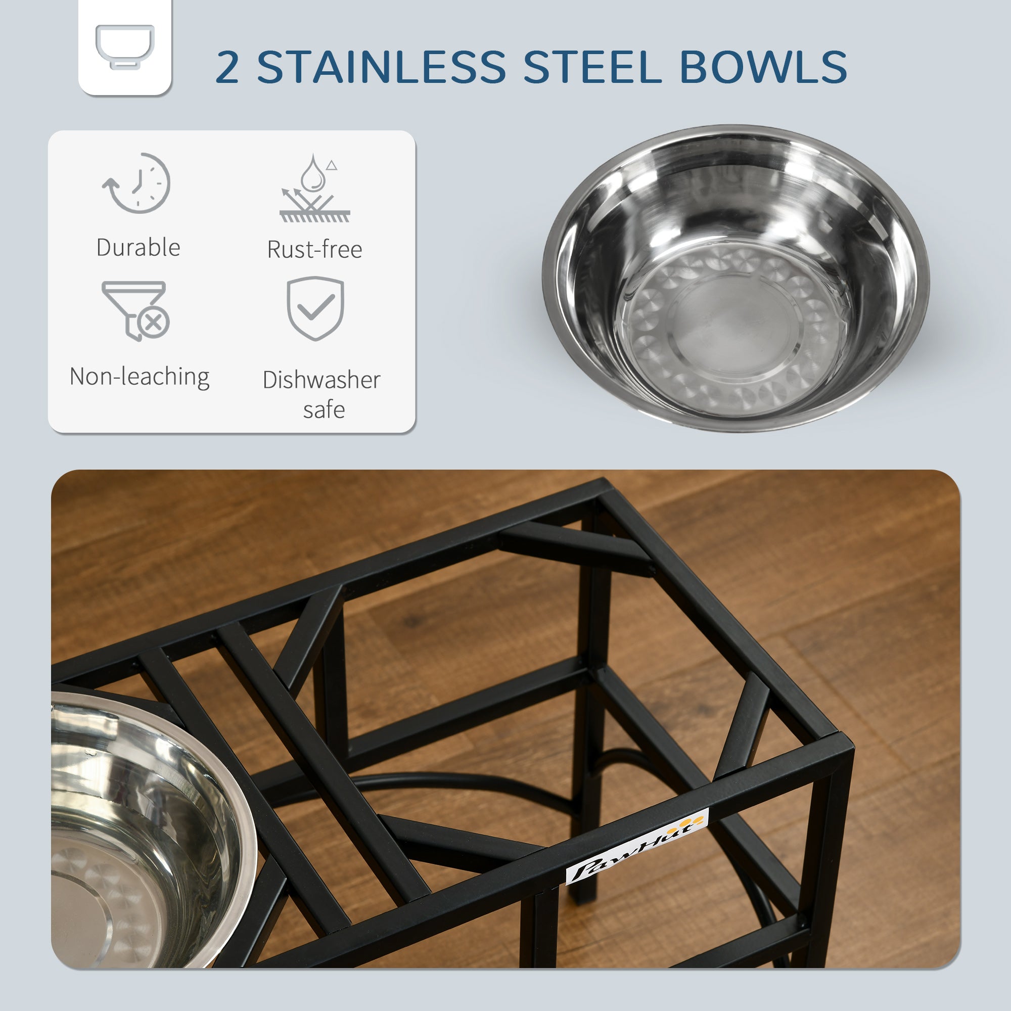 Elevated Dog Bowls, Double Stainless Steel Heavy Duty Dog Food Bowl Elevated Pet Feeding Station, 14" H