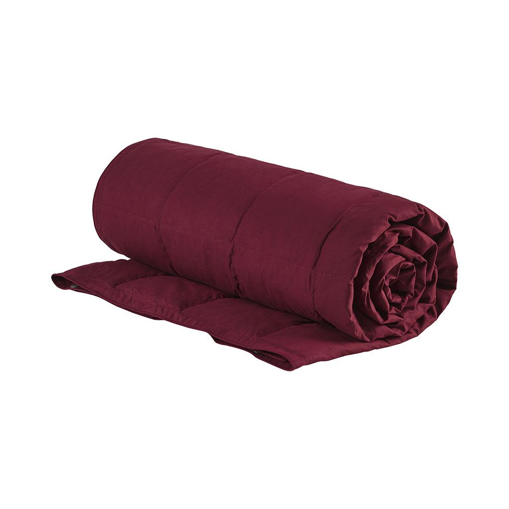 Wearable Multipurpose Throw with Goose Feather, Down Filling, Water-Repellent Microfiber, Machine Washable, 68" L x 62" W x 0.25" H, Red