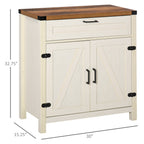 Modern Farmhouse Sideboard with Storage, Buffet Cabinet with 2 Barn Doors and Drawer for Dining Room, Distressed White