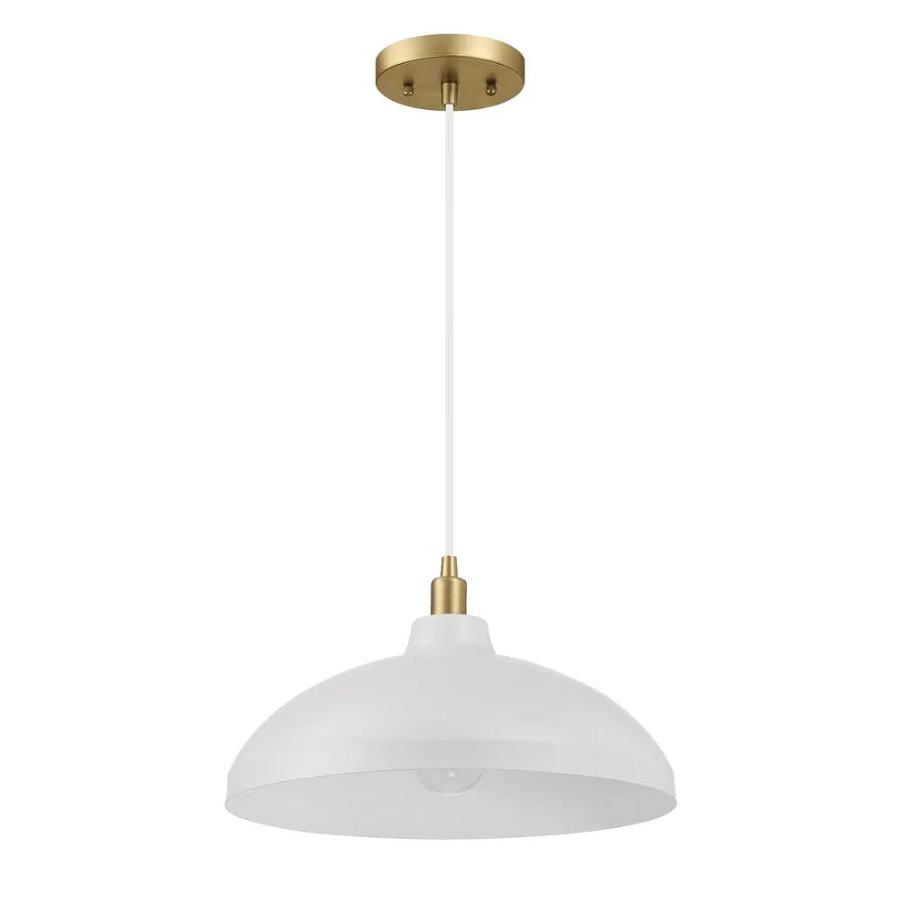 Pendant Lamp with Astral Single Light, Brass Finish for Entrance or Kitchen Island, 14" L x 14" W x 8" H, Gold+White