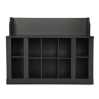 Shoe Cabinet Storage with Shelves and 4 Hooks, Elegant Hall Tree with Wall Mounted Coat Rack, Entryway Organizer for Hallway, Mudroom, Black