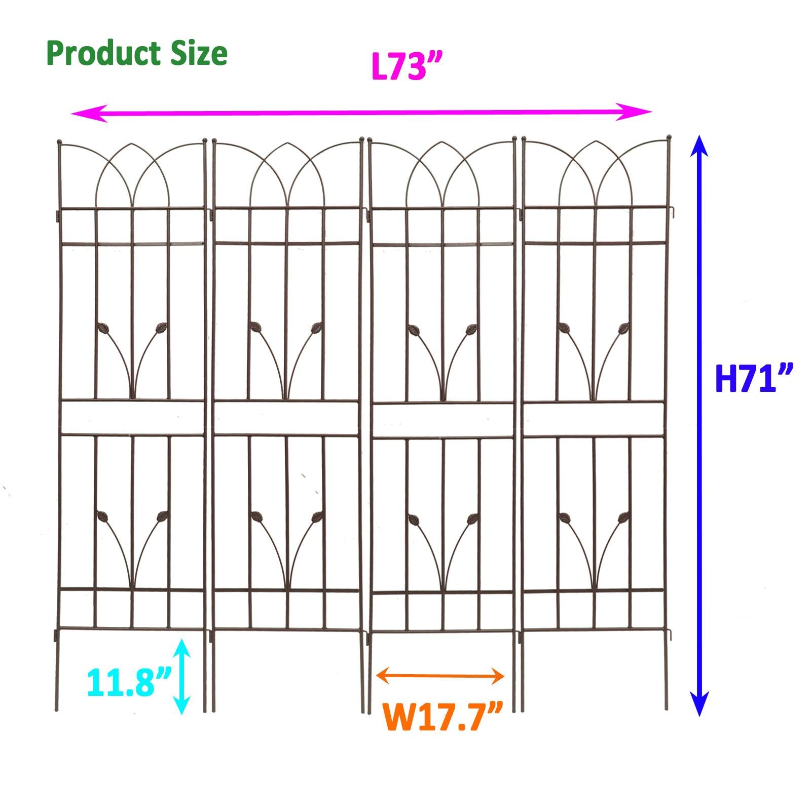 4 Pack Metal Garden Trellis with Rustproof Feature, for Climbing Plant Support, Easy Assembly, Brown