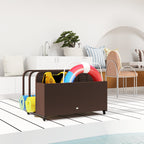 PE Rattan Pool Float Storage Organizer with Wheels, Brown