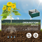Galvanized Raised Garden Bed, Set of 2 Metal Planter Box with Open Bottom, All-Weather Steel Frame, Rust-Resistant, Easy-to-assemble, for Growing Vegetables, Flowers, Green