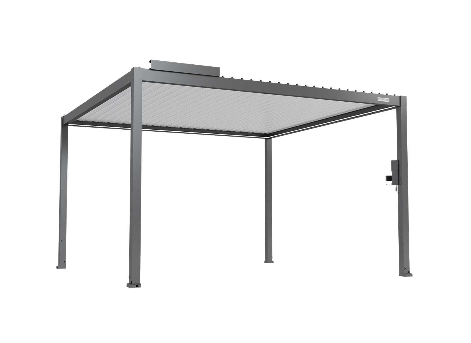 POWER+ Gen 2 Motorized Pergola, 13'L x 13'W Gray with White Louvers, 6063-T5 Aluminum, Motorized Louvers & LED Lighting