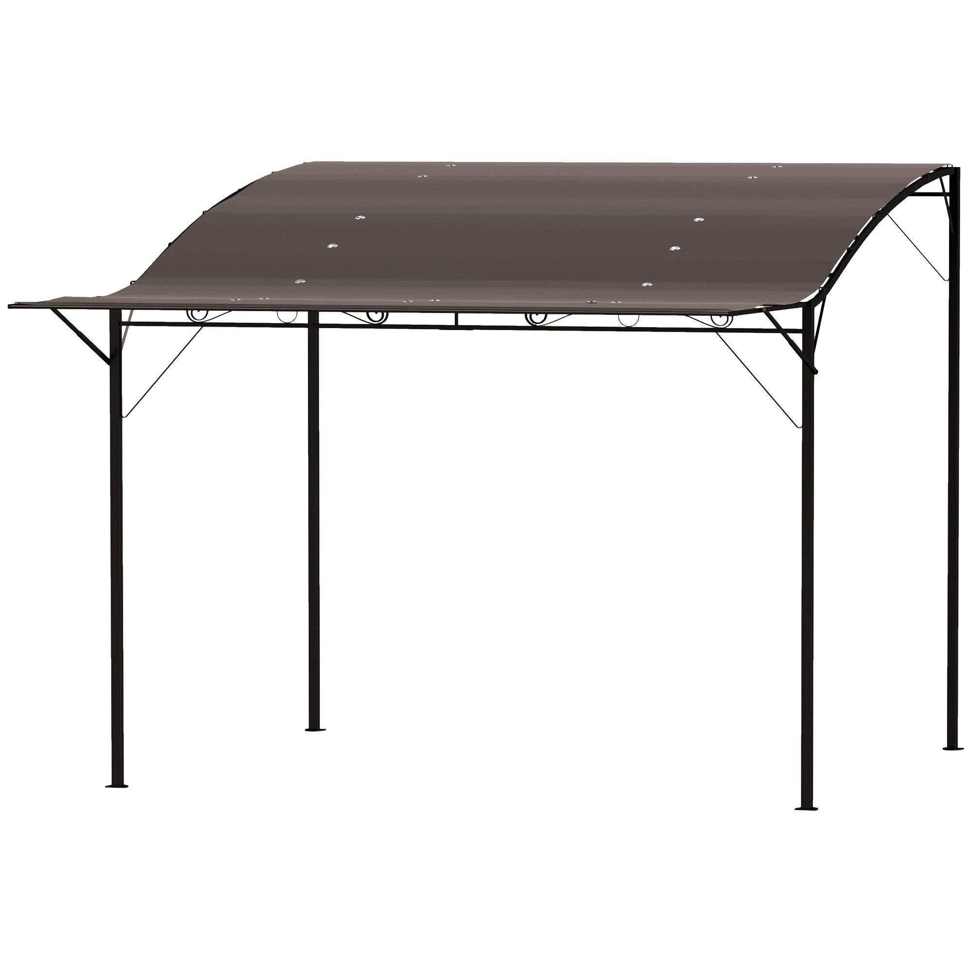 10' x 8' Outdoor Pergola and Patio Gazebo for Garden, Camper, Deck, Doors and Windows, Brown