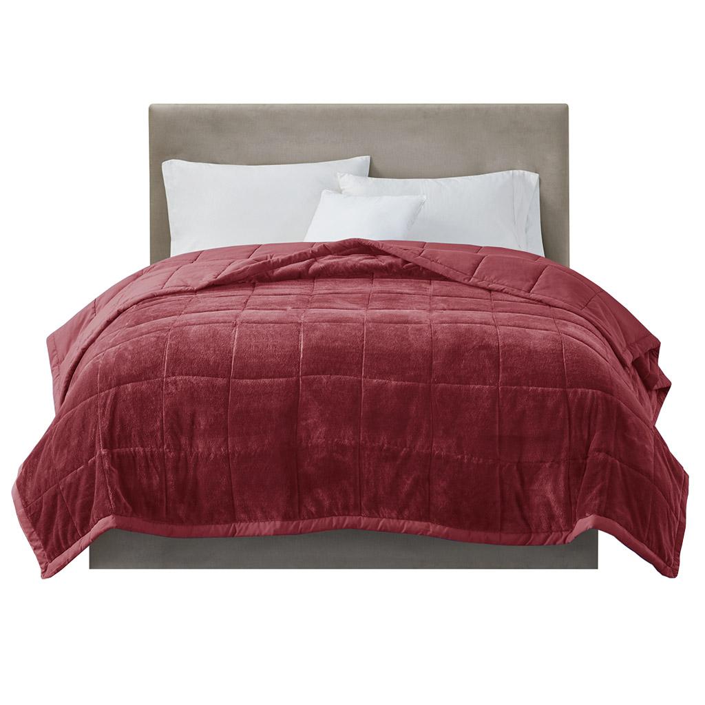 Reversible Smart Temperature Control Down Alternative Blanket, Plush to Microfiber, Machine Washable, 90" L x 66" W x 0.25" H, Burgundy