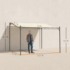 10' x 13' Outdoor Pergola Gazebo, Steel Patio Canopy with Weather-Resistant Fabric and Drainage Holes, Cream White