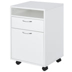 Mobile Storage Cabinet Organizer with Drawer and Cabinet, Printer Stand with Castors, White