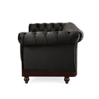 Chesterfield Velvet Loveseat Sofa, 2-Person Rolled Arm Upholstered Couch, with Tufted Buttons, Pine Wood Frame, 59.50" Wx34.00" Dx27.00" H, Black