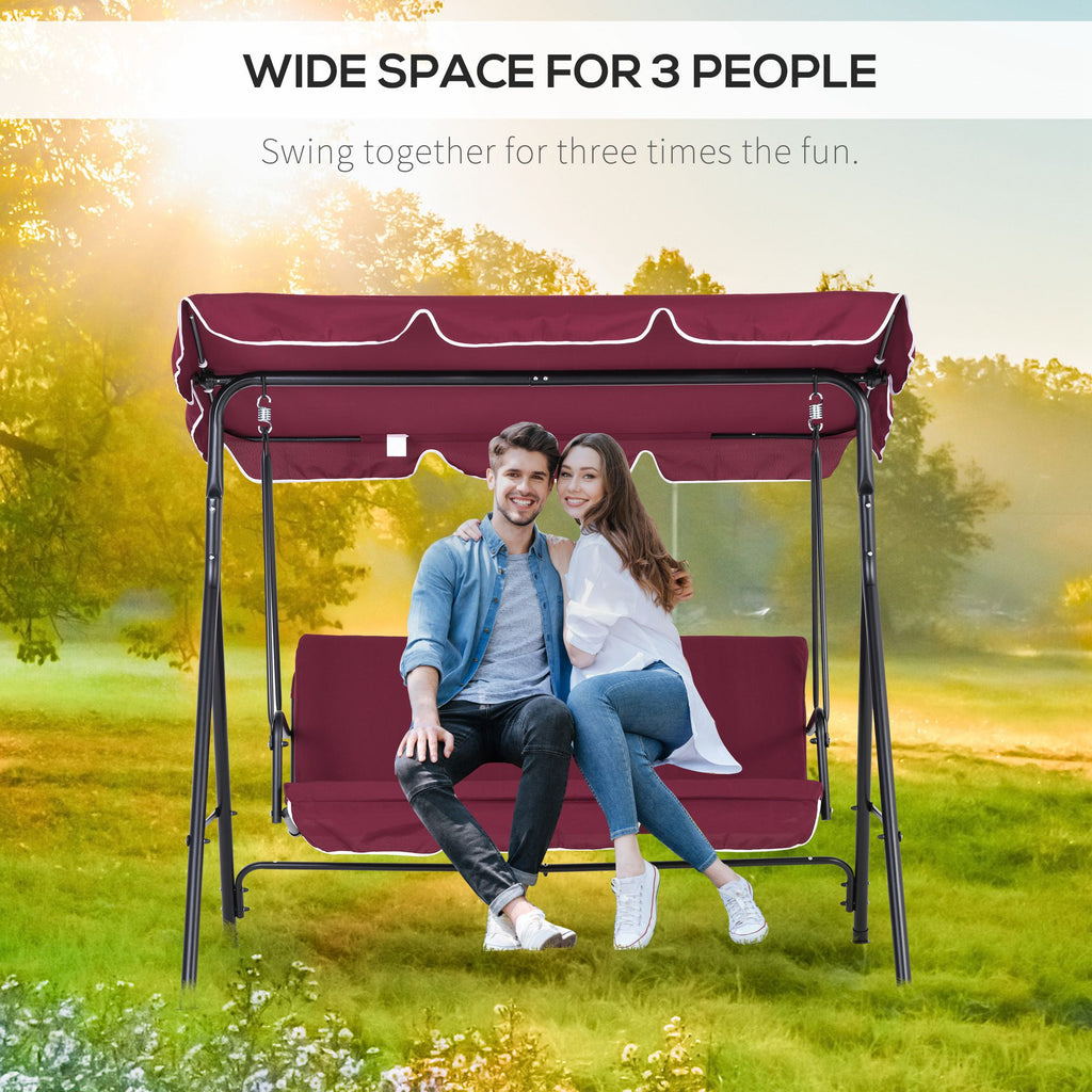 Outdoor Patio Swing Chair with Adjustable Tilt Canopy and Removable Cushion, Red