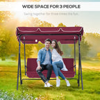 Outdoor Patio Swing Chair with Adjustable Tilt Canopy and Removable Cushion, Red