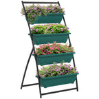 4-Tier Vertical Raised Garden Planter with 4 Boxes, Outdoor Plant Stand Grow Container for Vegetable & Flowers, Green