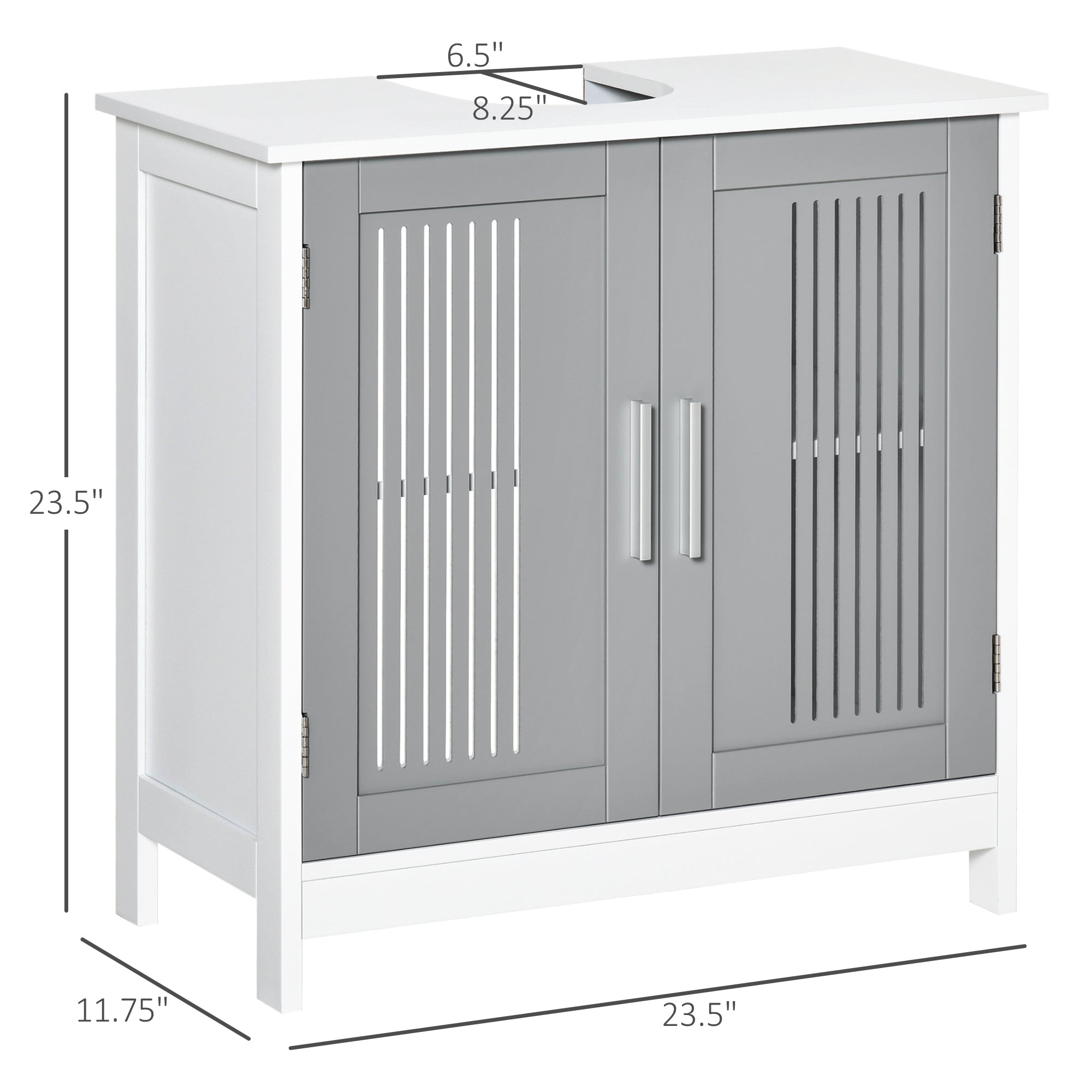 Under Sink Pedestal Storage Bathroom Cabinet, Gray White