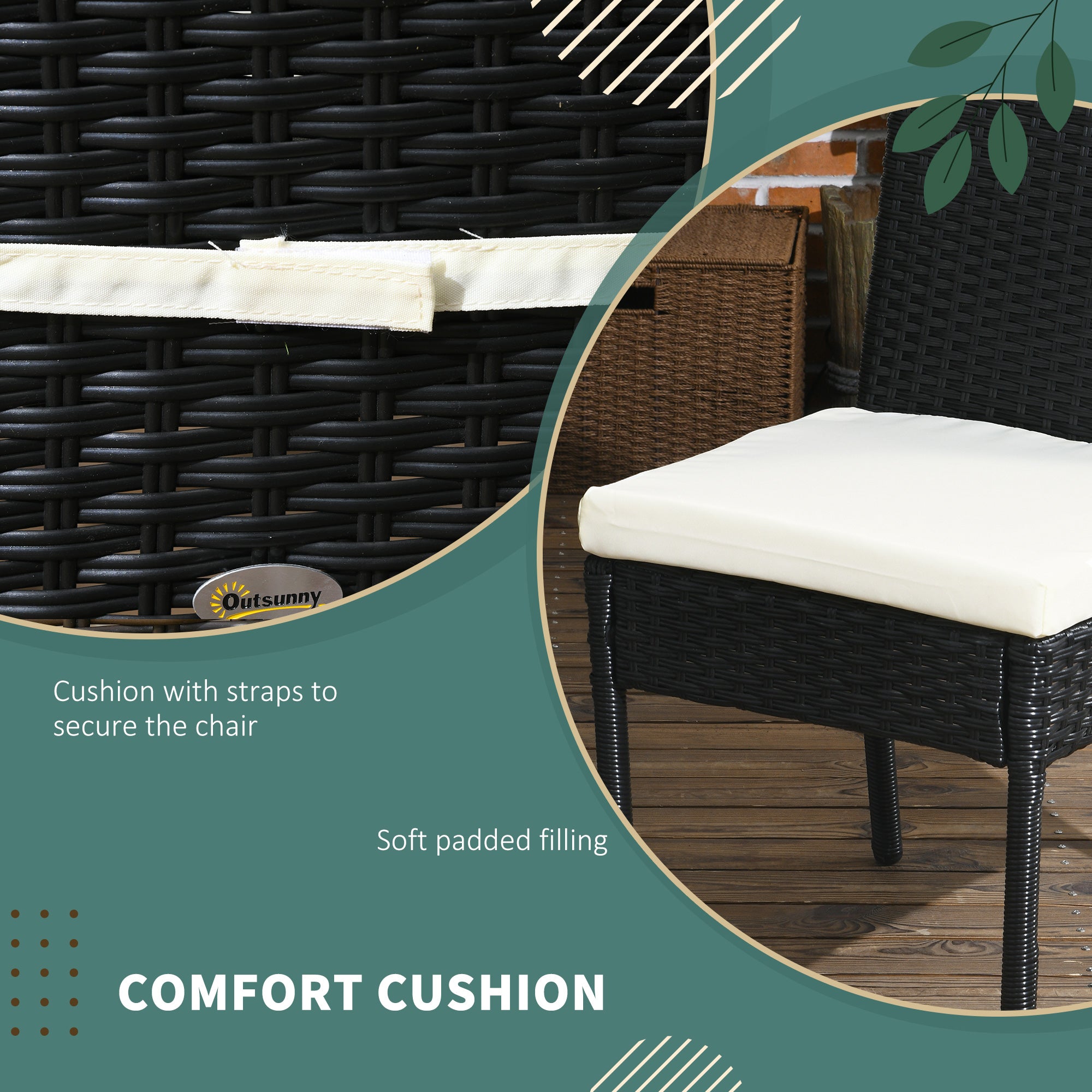 4 PE Rattan Outdoor Dining Chairs with Cushions, Patio Wicker Dining Chairs with Backrest, Black