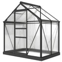 Polycarbonate Greenhouse, Heavy Duty Outdoor Aluminum Walk-in Green House Kit Vent Door, 6.2'x4.3'x6.6' Gray