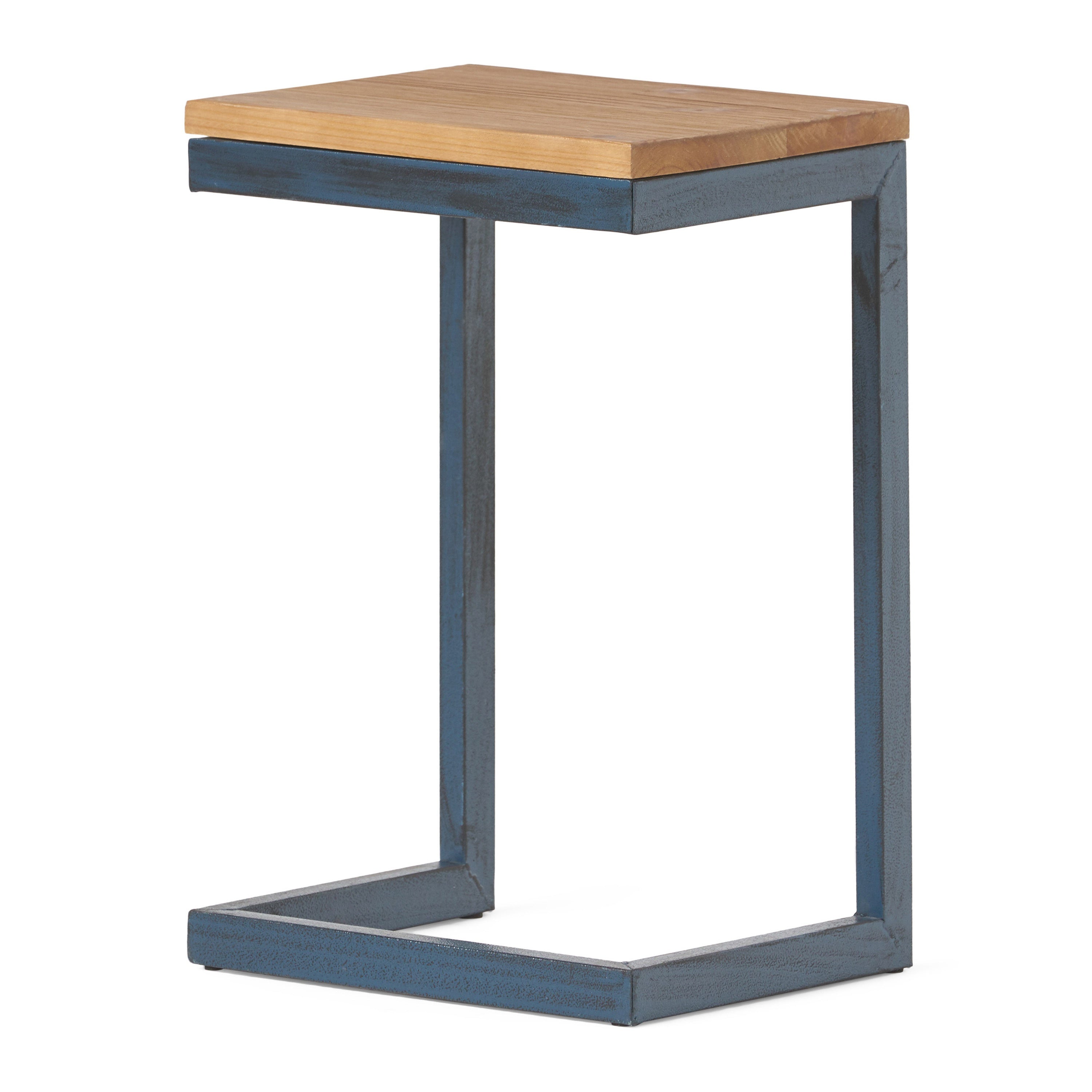 Small Size Firwood Antique Accent Table, Versatile Design with Iron Frame, 12.75" L x 10.25" W x 19" H, Black