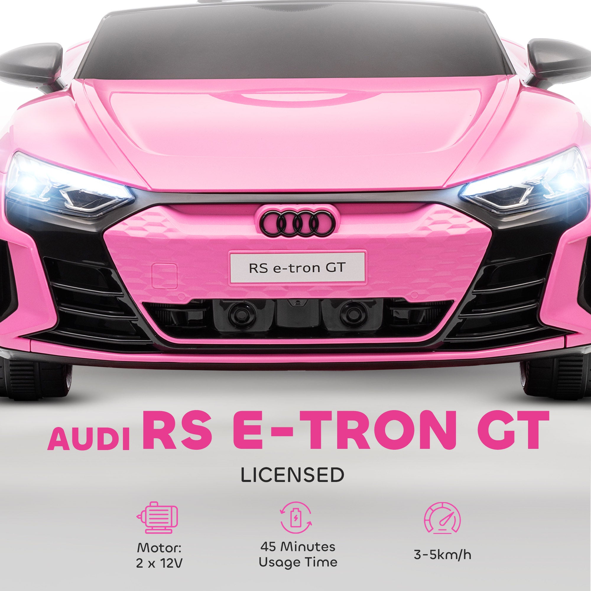 Licensed RS e-tron GT 12V Ride On Car Truck for Kids, Electric Car Ride On Vehicle w/Parent Remote Control, Music, Lights, for Toddlers, Pink