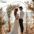 Metal Arch Backdrop Stand Set of 3, 7/6.5/6 ft Wedding Arch Frame, Balloon Backdrop Arch Stand Set for Birthday Party, Bridal Shower, Graduation, Ceremony, Banquet Decorations, Gold