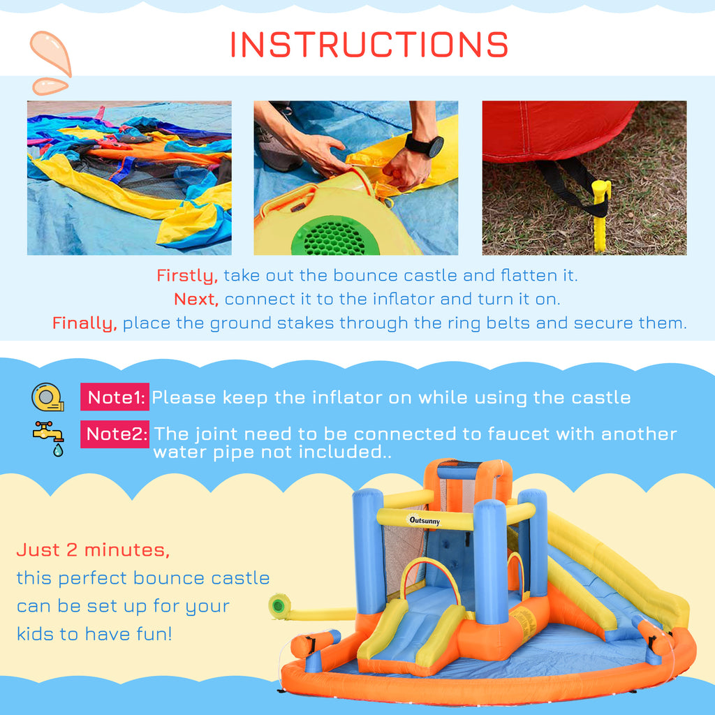 5-in-1 Kids Inflatable Bounce House Jumping Castle with Water Pool, Slide, Climbing Walls & 2 Water Guns