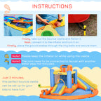 5-in-1 Kids Inflatable Bounce House Jumping Castle with Water Pool, Slide, Climbing Walls & 2 Water Guns