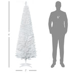 6ft Unlit Pencil Artificial Christmas Tree with Realistic Branches and 390 Tips, Plastic Base, White