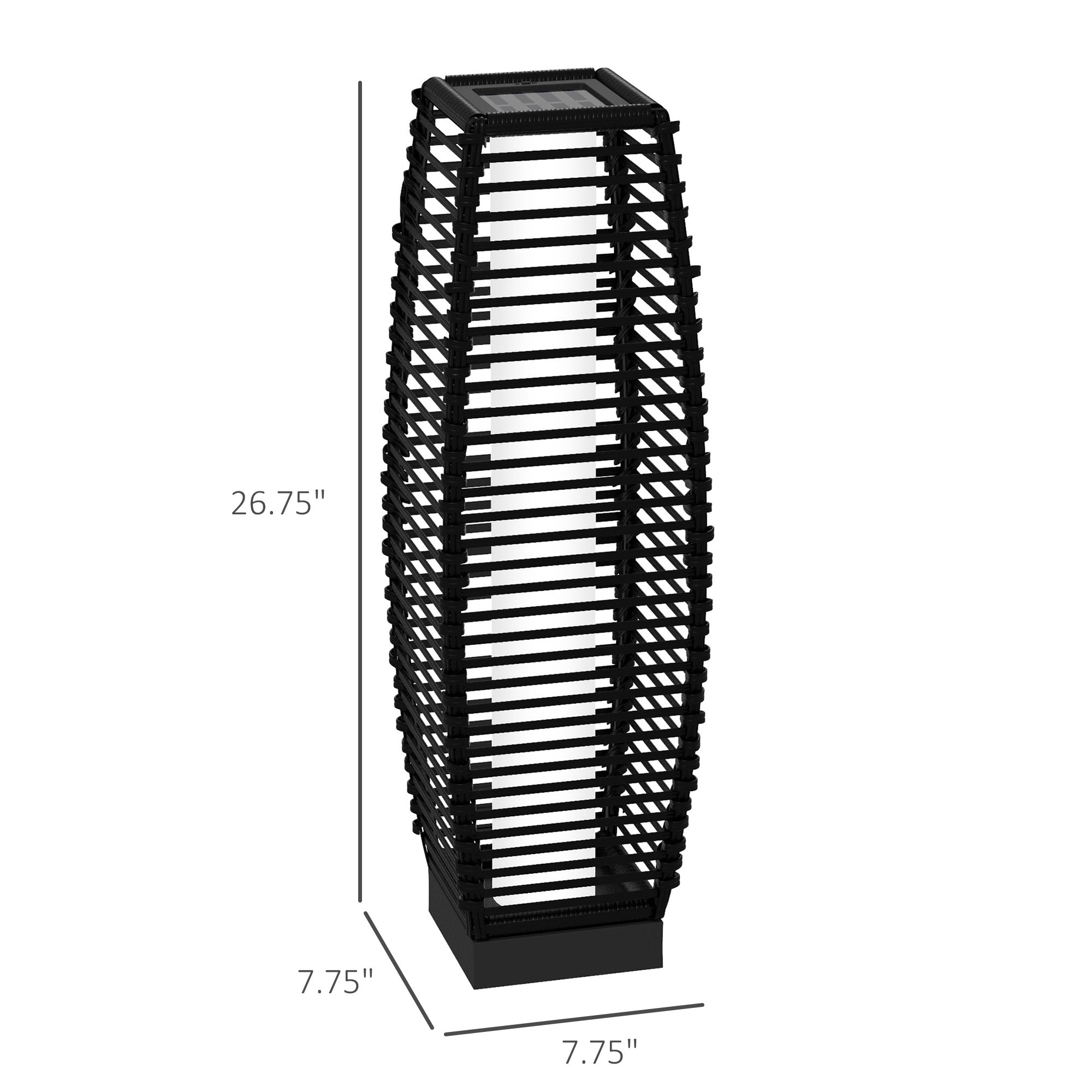 Solar Floor Lamp, Outdoor Rattan Garden Lantern Pathway Light & Decorative Driveway Lighting, Black