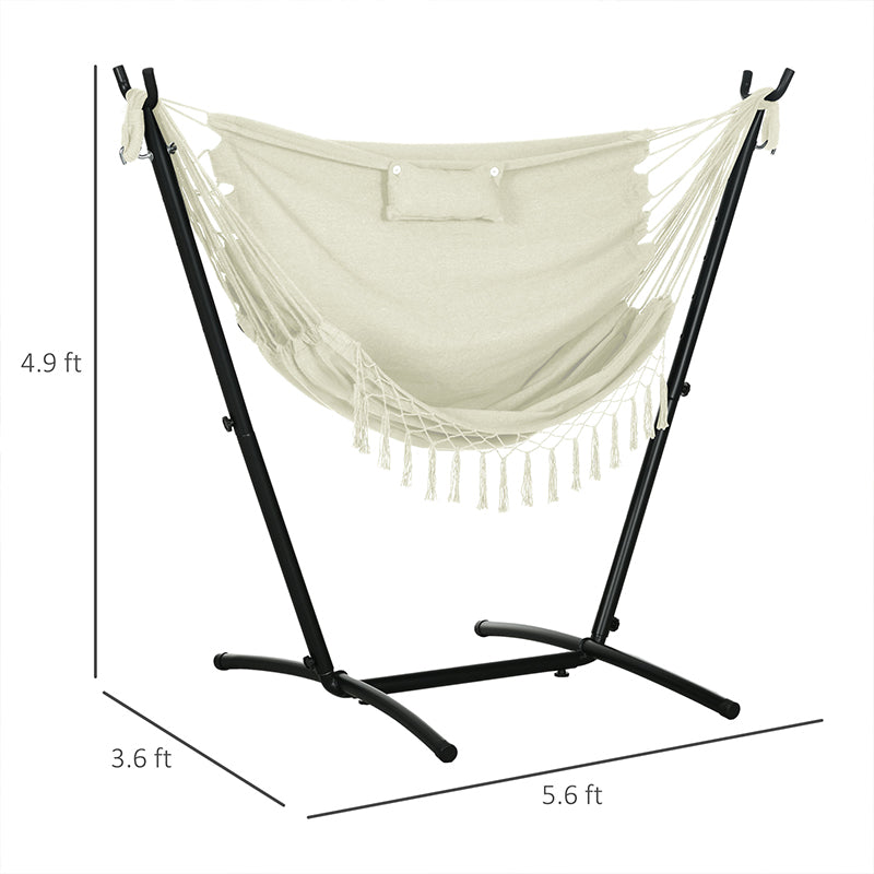 U Shape Stand Hammock Chair, Headrest Include Hammock Swing, Cream White