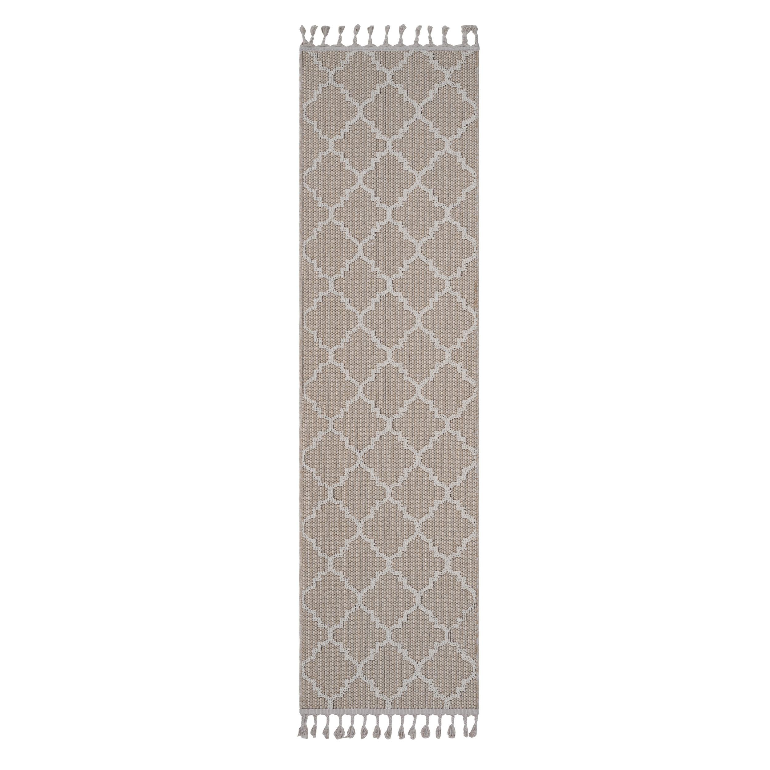 Naar 2x8 Indoor Outdoor Stain-Resistant Area Rug with Medium Pile Height, Kid and Pet-Friendly Carpet, 96" L x 26" W x 0.3" H, Ivory