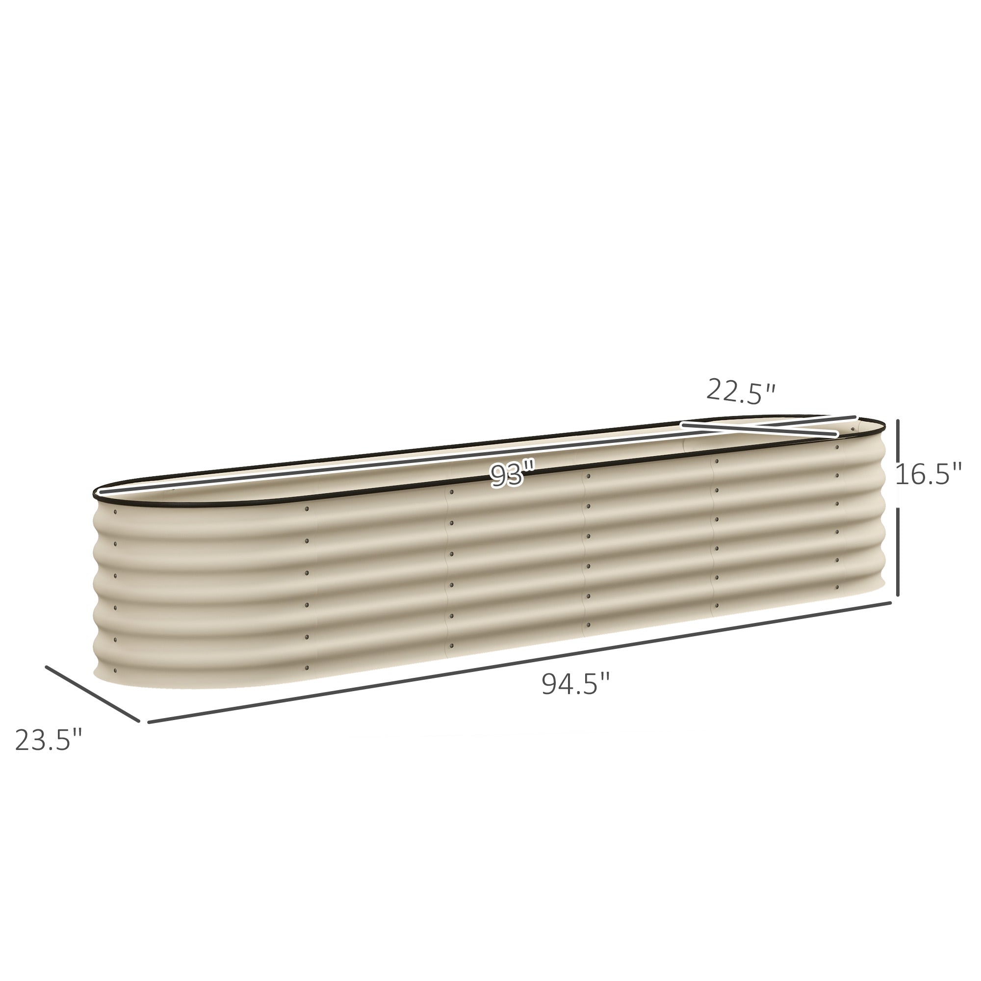 7.9' x 2' x 1.4' Galvanized Raised Garden Bed Kit, Metal Planter Box with Safety Edging, Cream