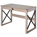 44 inch Home Office Computer Desk, Rustic Writing Desk, Farmhouse Workstation with Storage Drawer, X-Frame