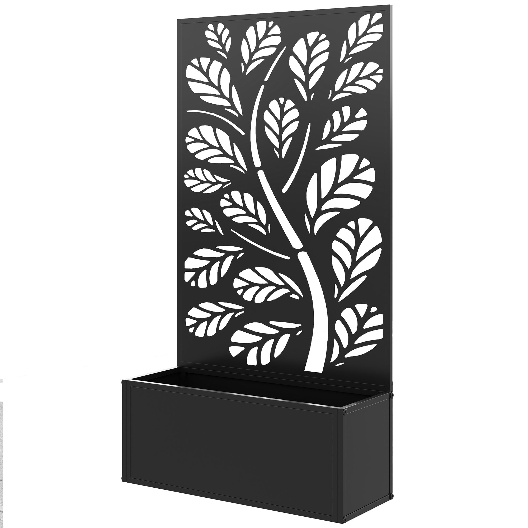 Metal Garden Bed with Trellis for Climbing Plants, Freestanding or Wall Mounted Flower Bed for Garden, Patio, Balcony