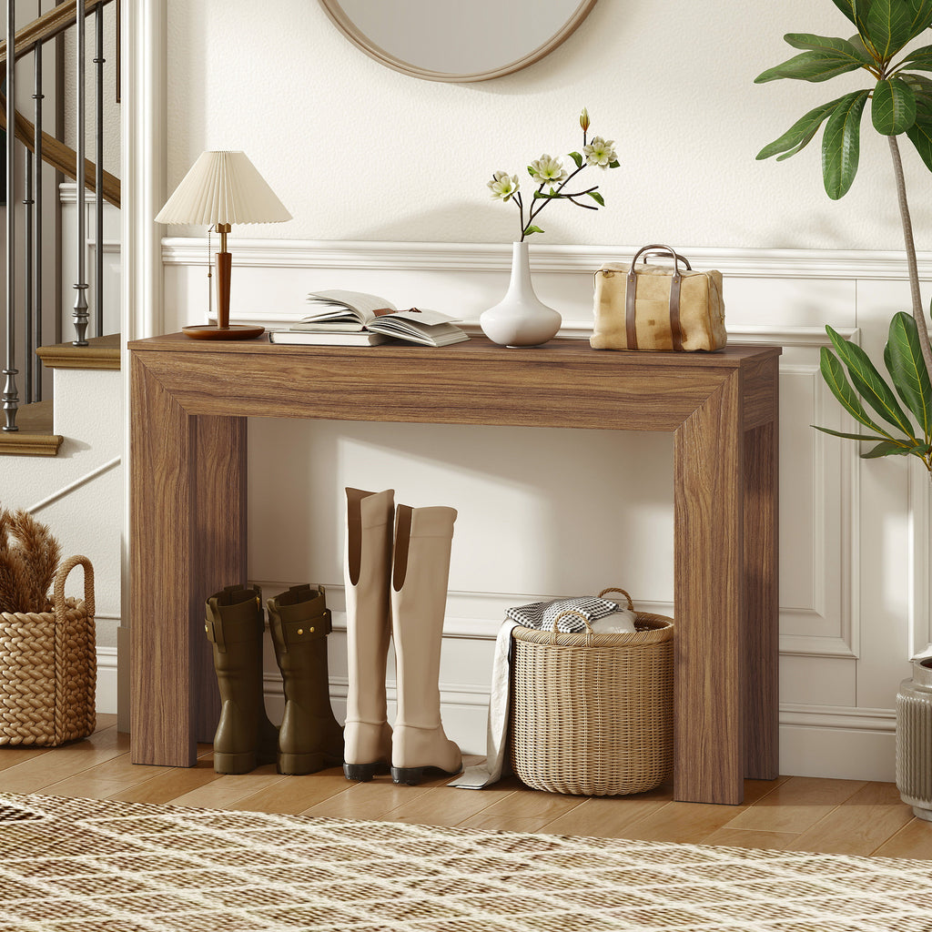 Modern Console Table, 47" Narrow Entryway Table, Walnut